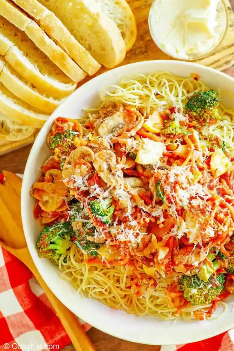 Olive Garden Capellini Primavera secret menu vegetable pasta